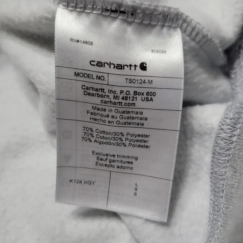 Carhartt Sweatshirt Men Large Heather Gray K124 Marquette Crewneck Dorito Stitch